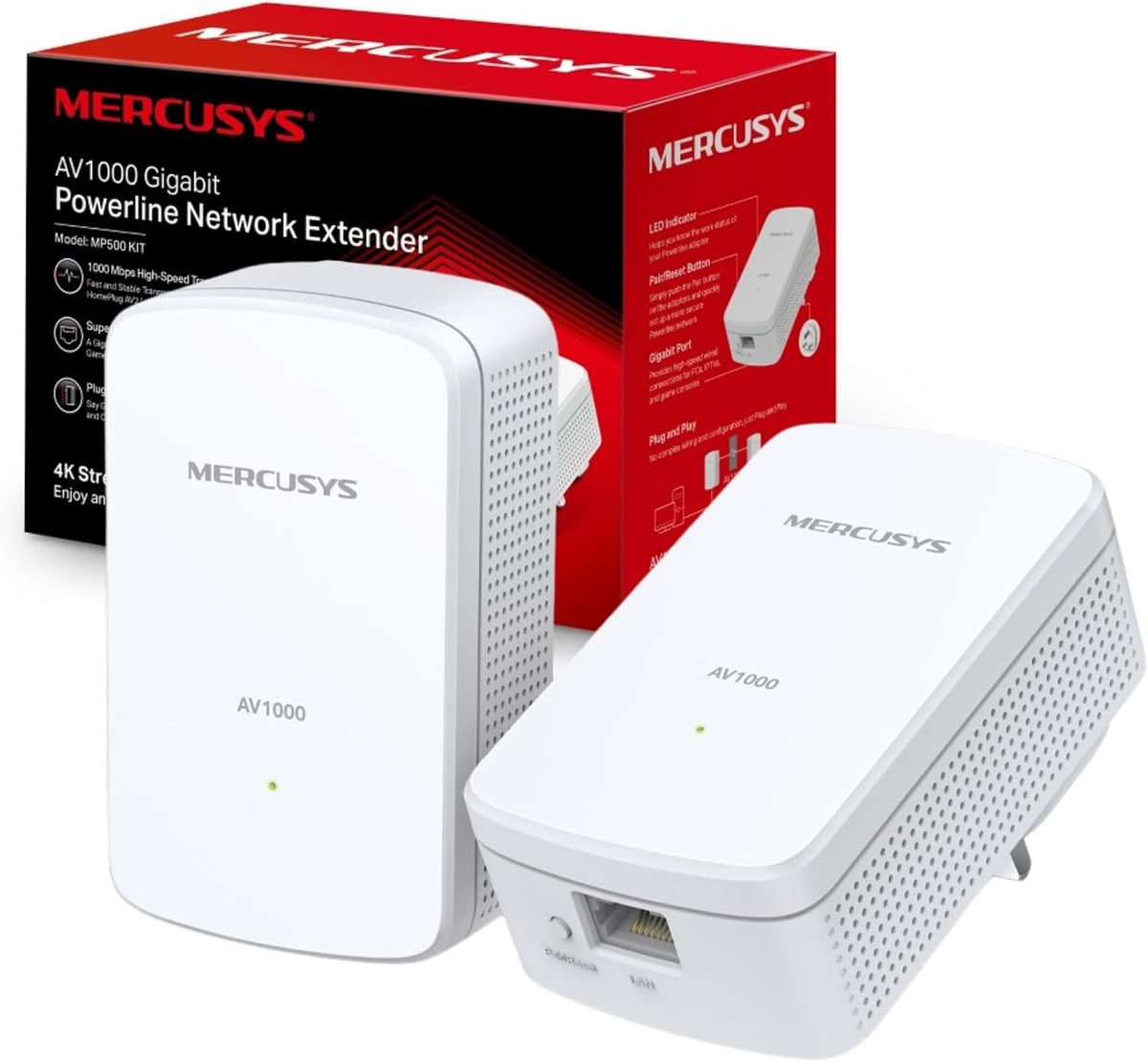 Mercusys MP500 KIT AV1000 Gigabit Powerline Starter Kit (UK Plug)