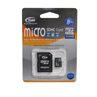 Team 8GB Micro SDHC Class 6 SD Card With Adaptor