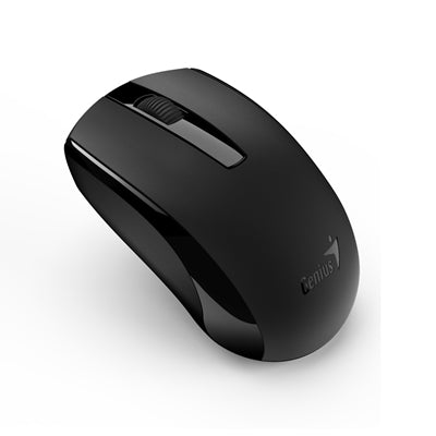 Genius ECO-8100 Wireless Rechargeable Mouse, 2.4 GHz with USB Pico Receiver, Adjustable DPI levels up to 1600 DPI, 3 Button with Scroll Wheel, Ambidextrous Design, Black