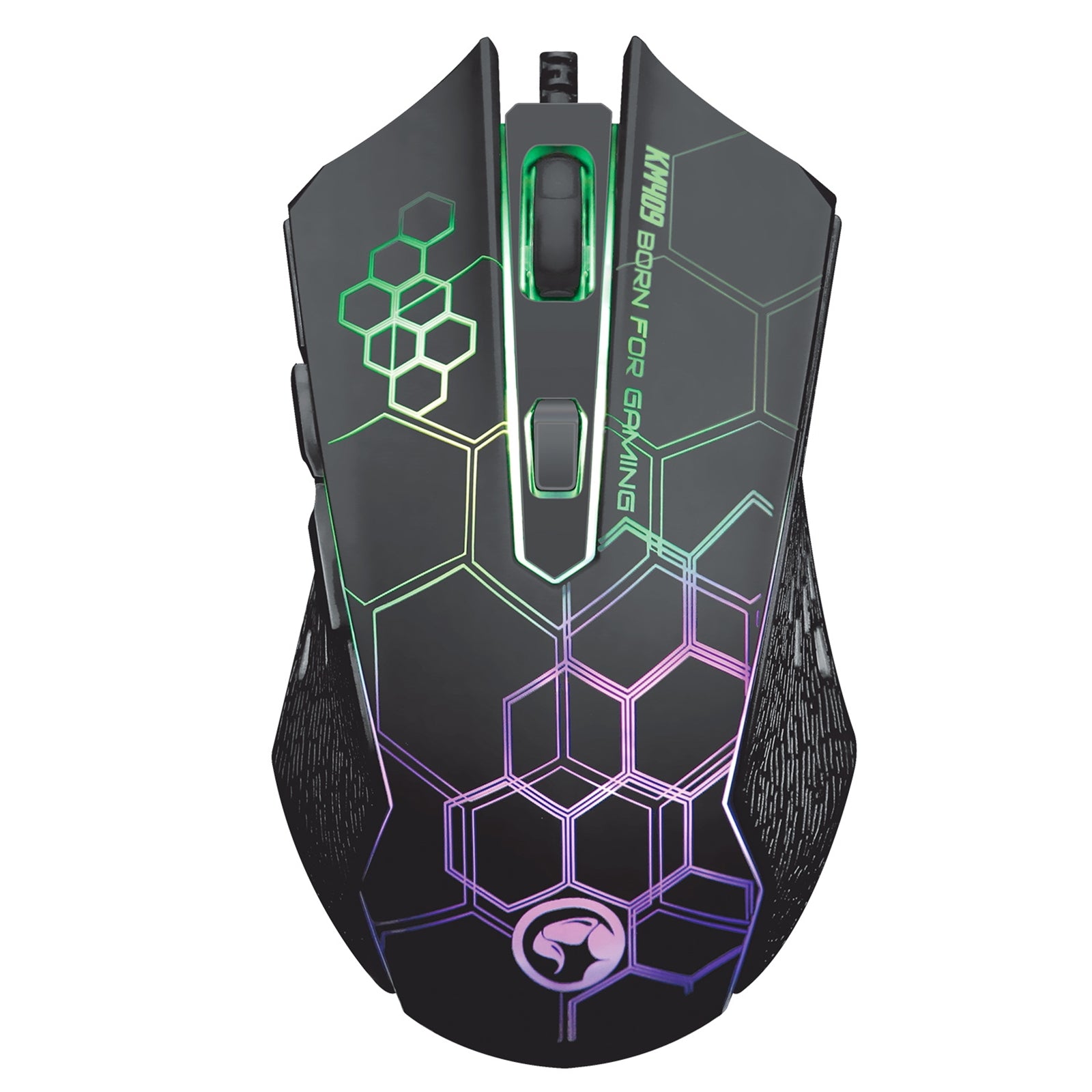 Marvo Scorpion KM409 Gaming Keyboard and Mouse Bundle, 7 Colour LED Backlit, USB 2.0, Compact Design, with Multi-Media and Anti-ghosting Keys, Optical Sensor Mouse with Adjustable 800-2400 dpi