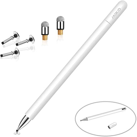 MEKO Stylus Pens for Touch Screens, Stylus Pen for iPad, Tablet Stylus Pencil with Magnetic Cap, High Sensitivity & Fine Point Universal for Android/Phone/iPad Pro/Air/Samsung/and All Devices (White)