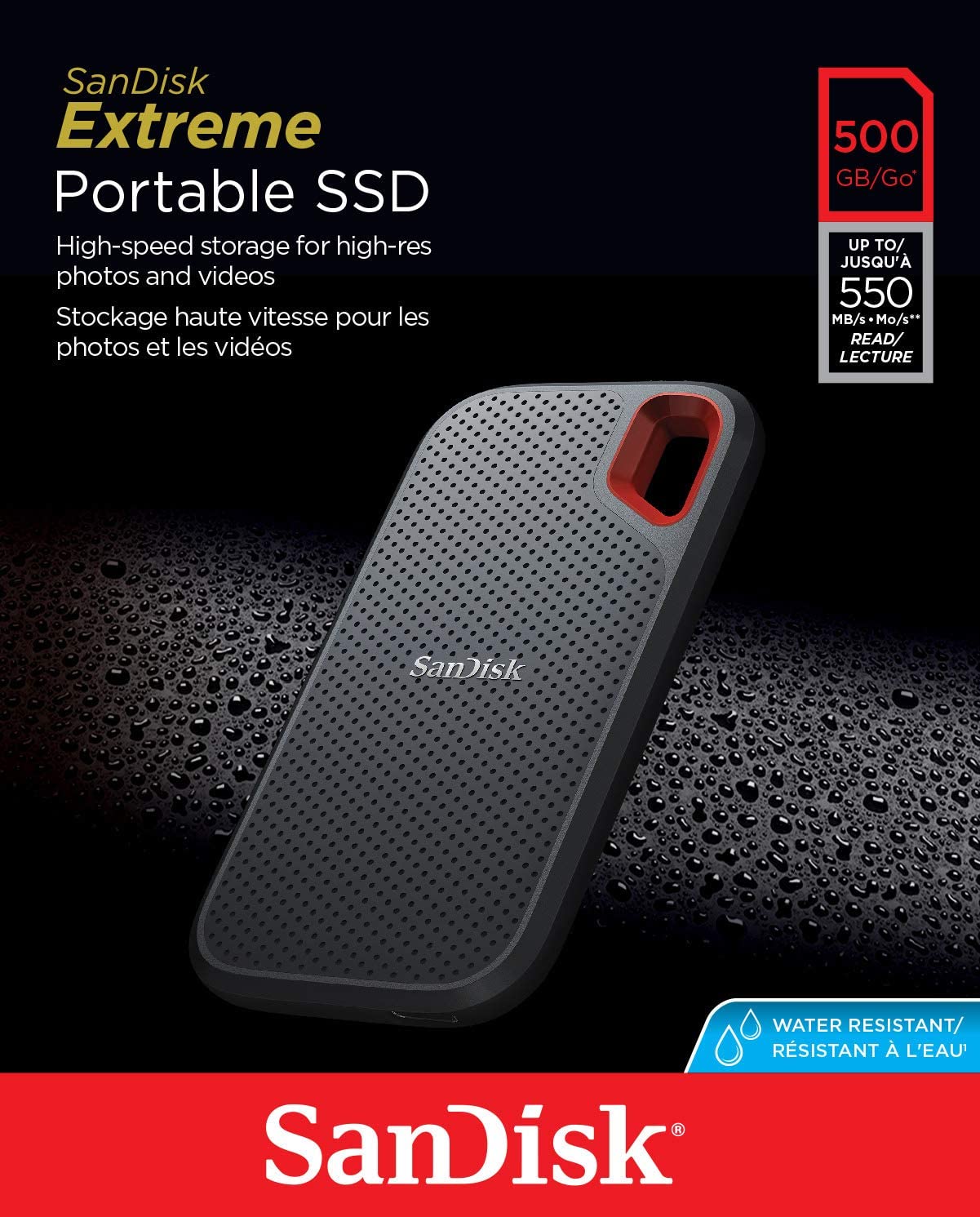 SanDisk Extreme Portable SSD 500 GB Up to 550 MB/s Read