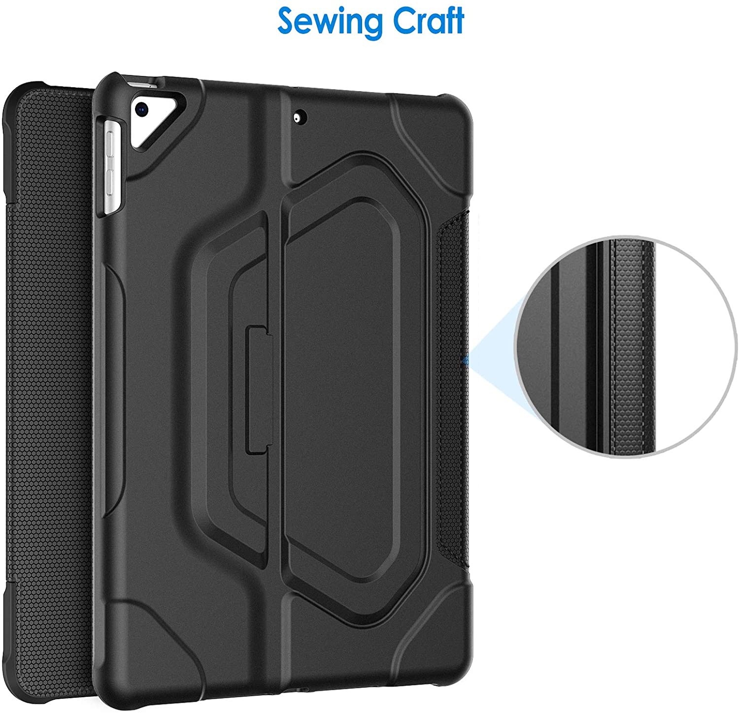 JETech Case for iPad 9/8/7 (10.2-Inch, 2021/2020/2019 Model, 9th/8th/7th Generation), Double-fold Stand with Shockproof TPU Back Cover, Auto Wake/Sleep, Black